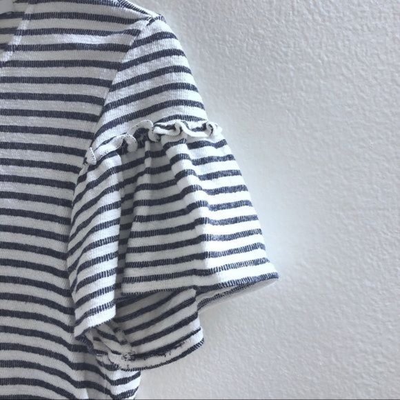 RO&DE White Navy Stripe Short Sleeve Peplum Top M - Picture 4 of 7